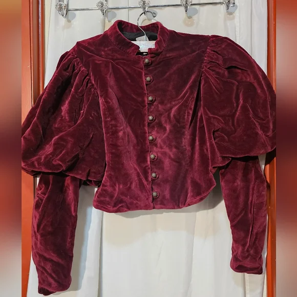 Wahmaker Victorian Velvet Bodice With Leg O' Mutton Sleeves. Size 10 - Picture 1 of 11